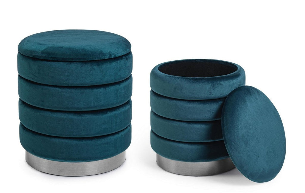 Pouf contenitore arin blu ottanio | Rohome | Rohome