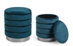 Pouf contenitore arin blu ottanio | Rohome | Rohome