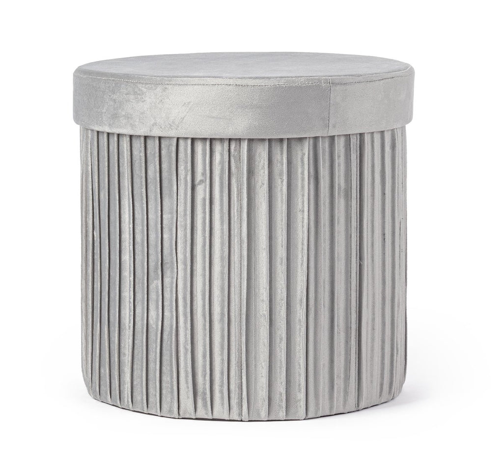 Pouf contenitore pieghevole in velluto grigio | Rohome - Rohome