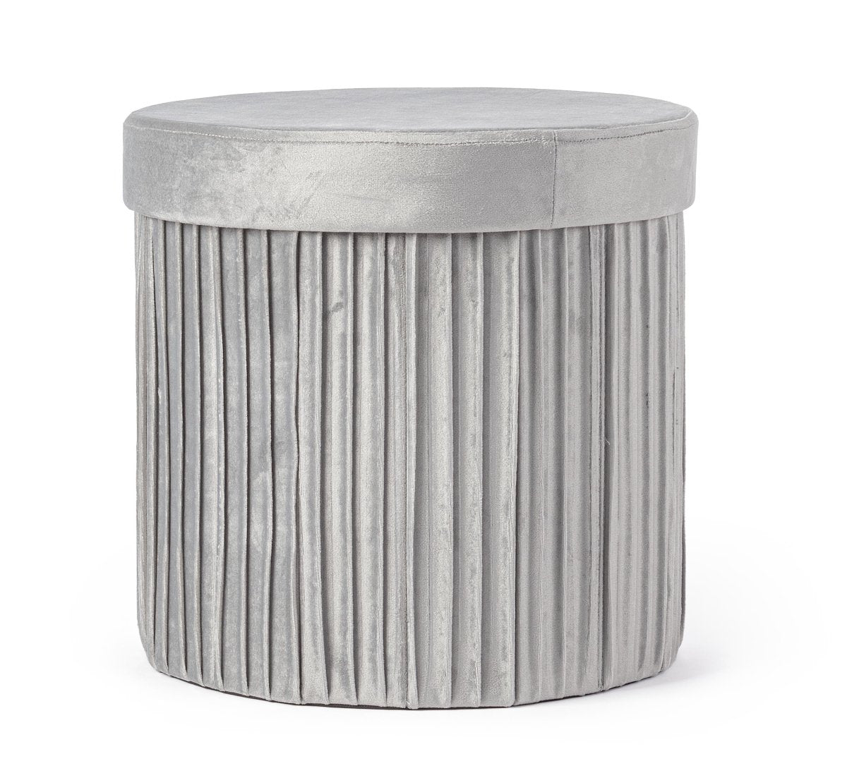Pouf contenitore pieghevole in velluto grigio | Rohome - Rohome