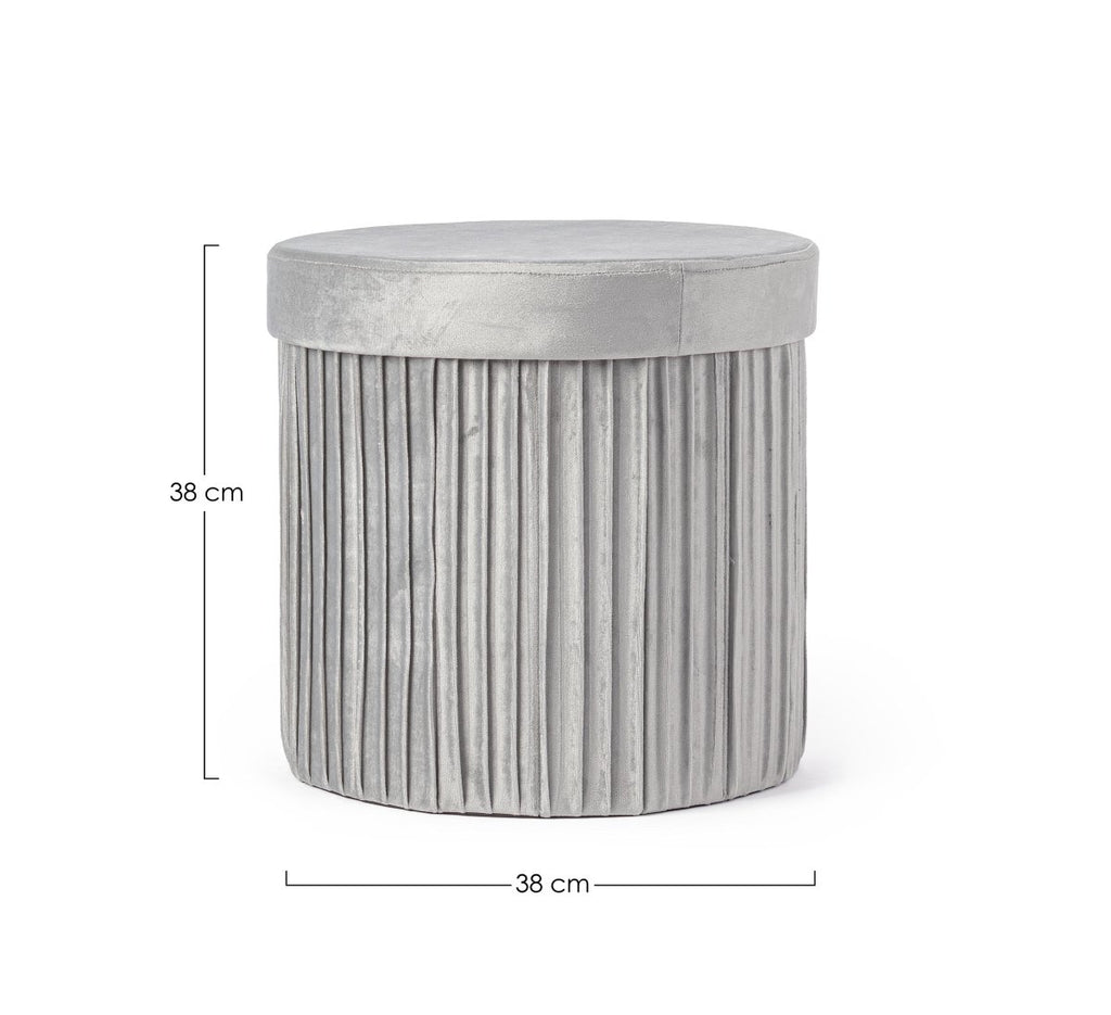 Pouf contenitore pieghevole in velluto grigio | Rohome - Rohome