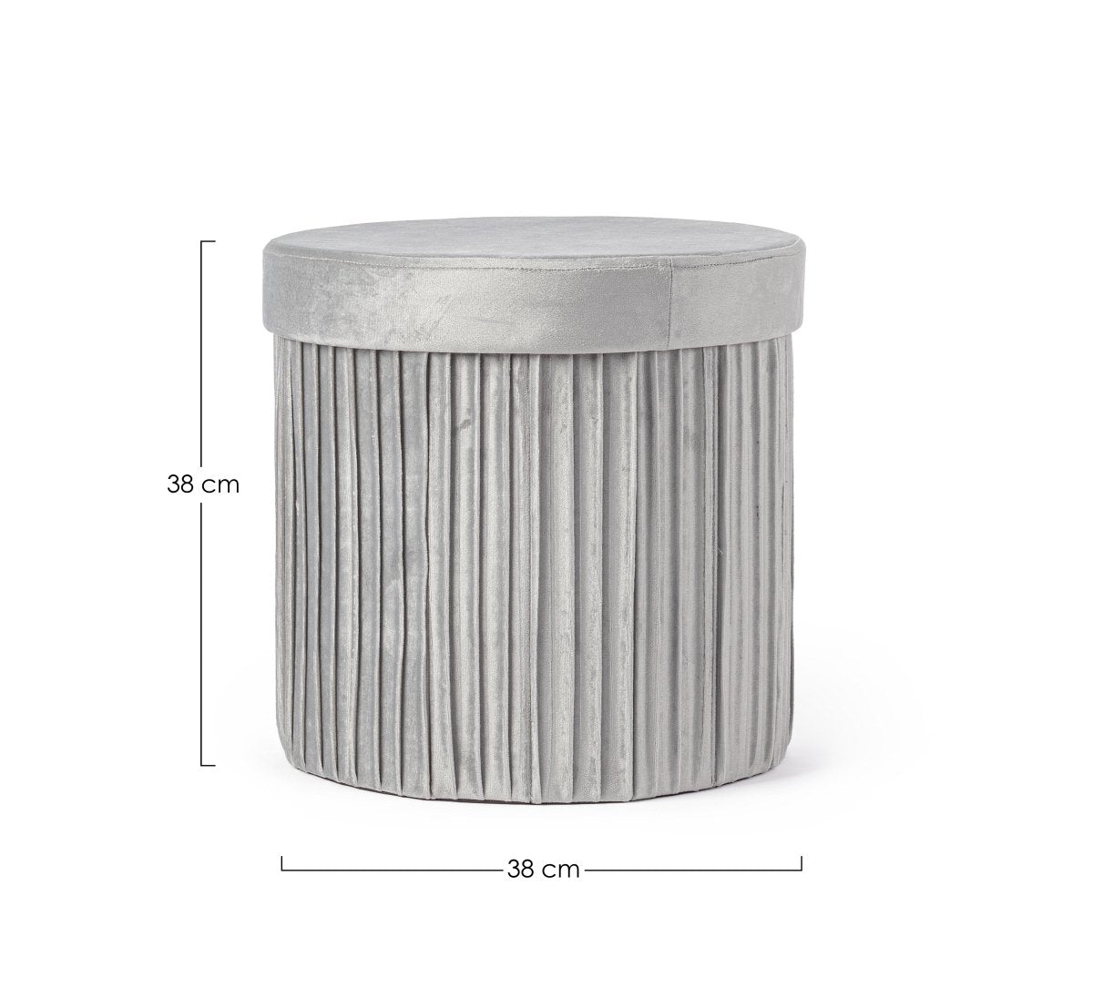 Pouf contenitore pieghevole in velluto grigio | Rohome - Rohome