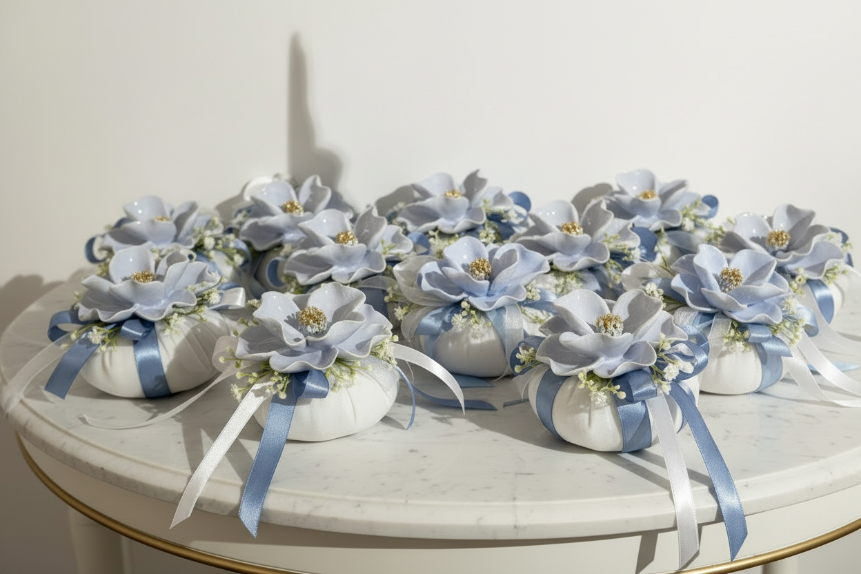 Bomboniera Cuscino con peonia in ceramica capodimonte | Rohome