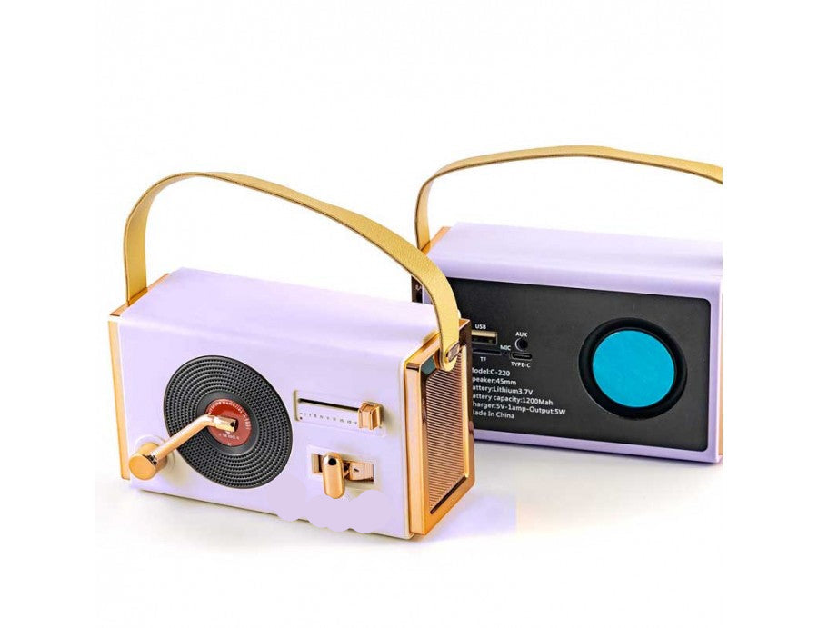Cassa altoparlante portatile bluetooth a forma di radio, lilla | Rohome