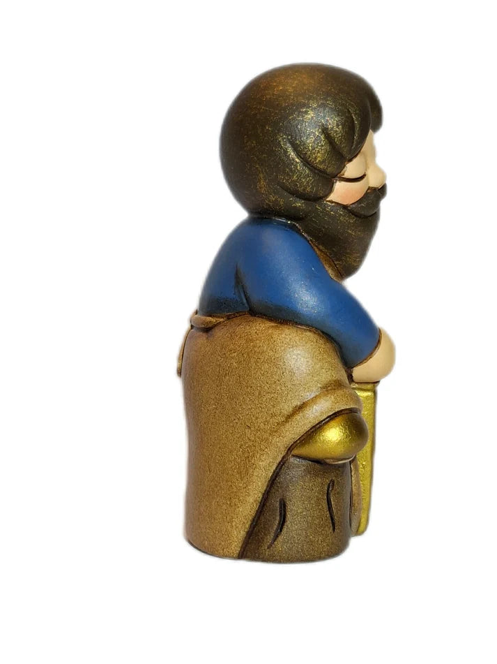 Thun - Personaggio falegname presepe in ceramica blu | Rohome