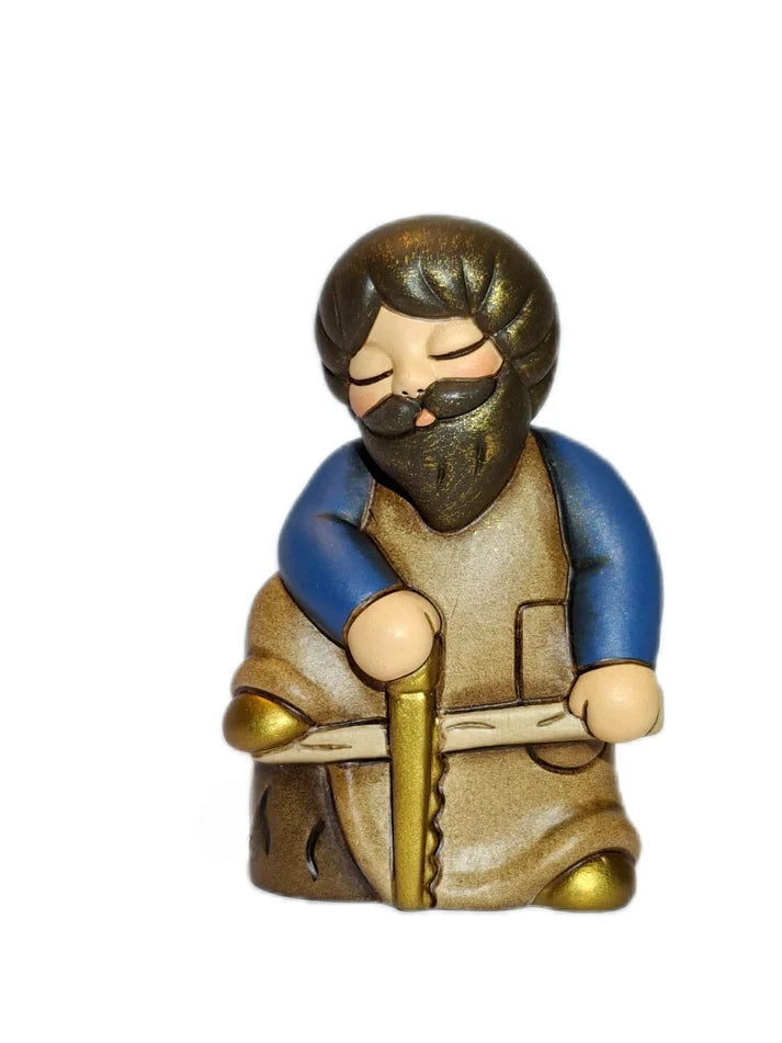 Thun - Personaggio falegname presepe in ceramica blu | Rohome