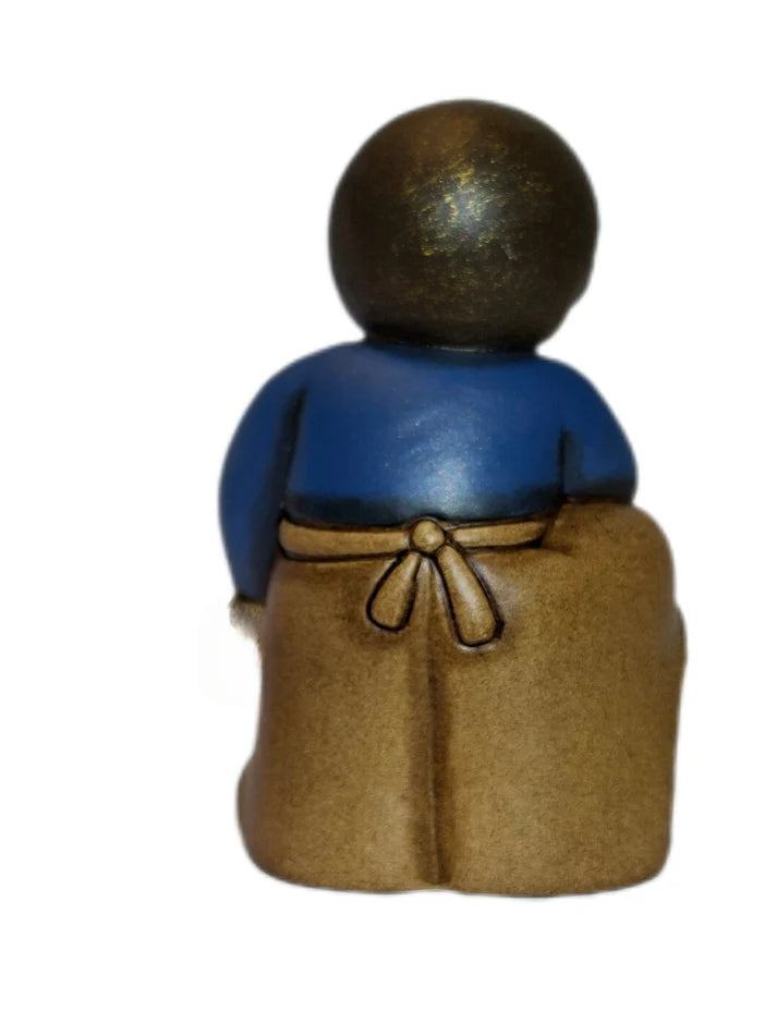 Thun - Personaggio falegname presepe in ceramica blu | Rohome