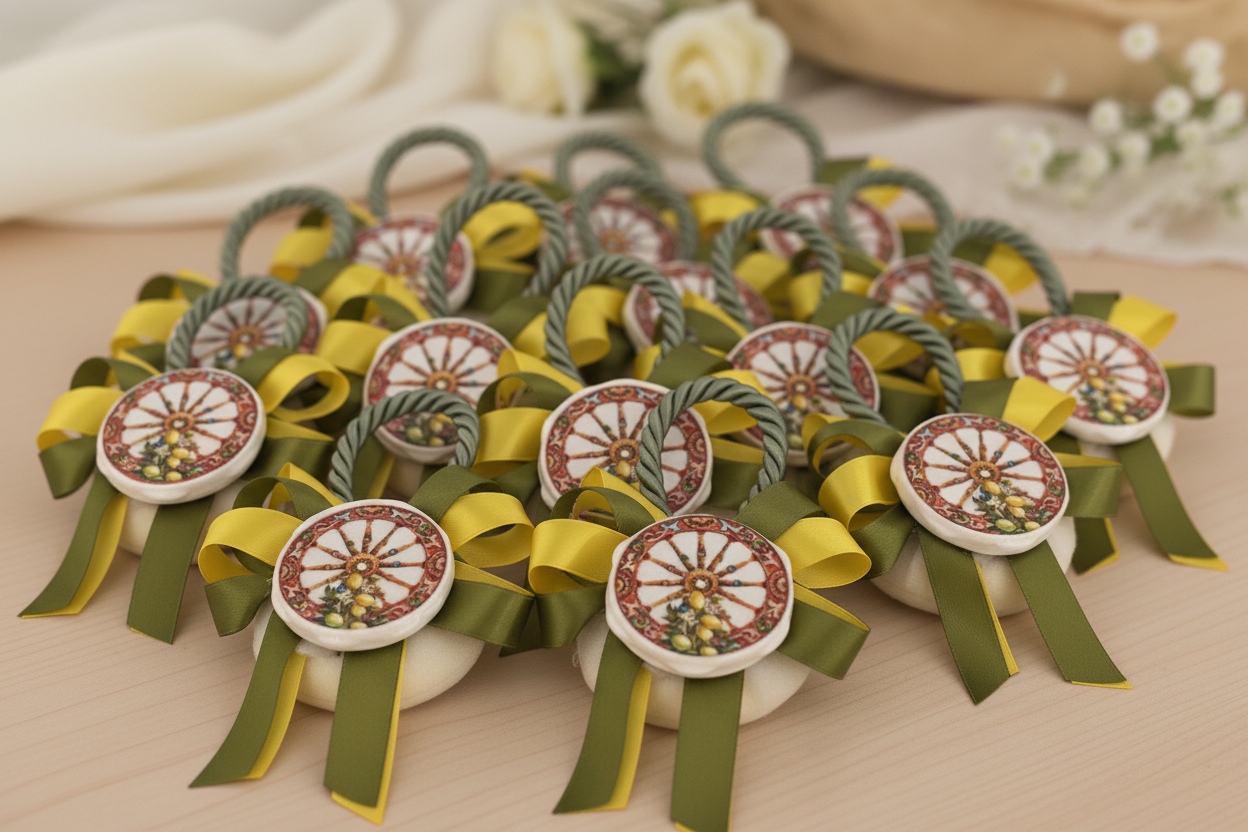 Bomboniera saponetta con ruota siciliana in ceramica | Rohome