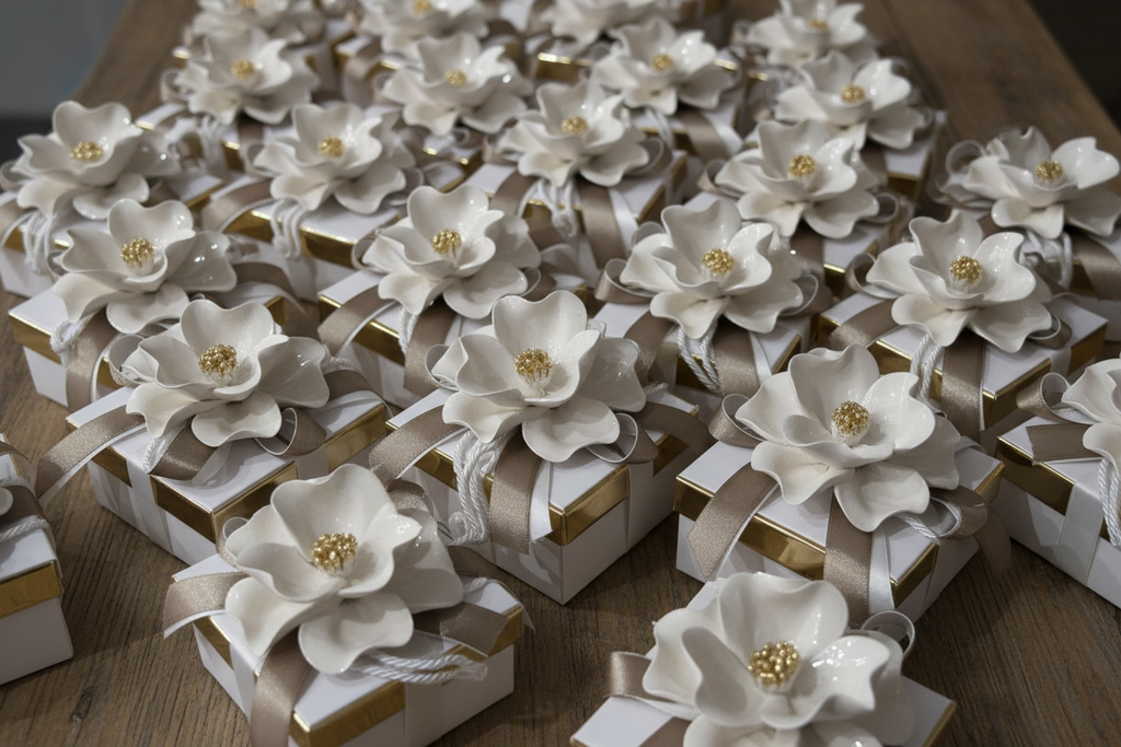 Bomboniera scatola porta confetti con peonia grande | Rohome