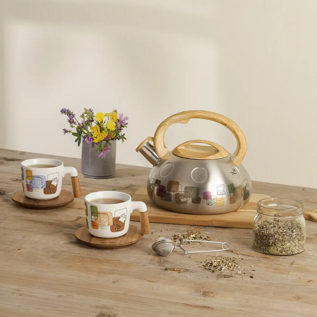 Thun - Bollitore in acciaio con manico effetto bamboo | Rohome
