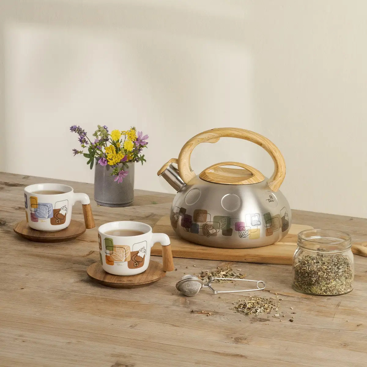 Thun - Bollitore in acciaio con manico effetto bamboo | Rohome