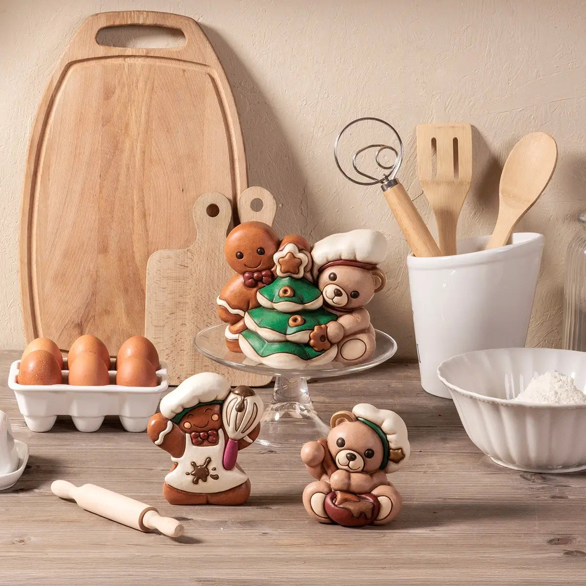 Thun - Coppia Teddy e omino di pan di zenzero Pepi in ceramica | Rohome