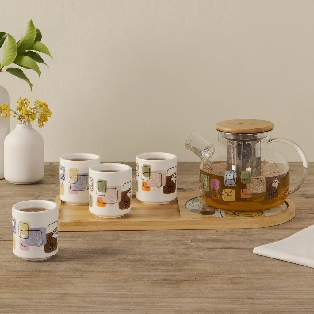 Thun - Set 4 tazze da té con vassoio in bamboo | Rohome