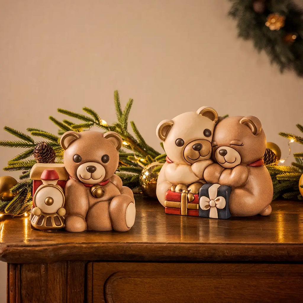 Thun - Coppia Teddy Natale con regali in ceramica | Rohome