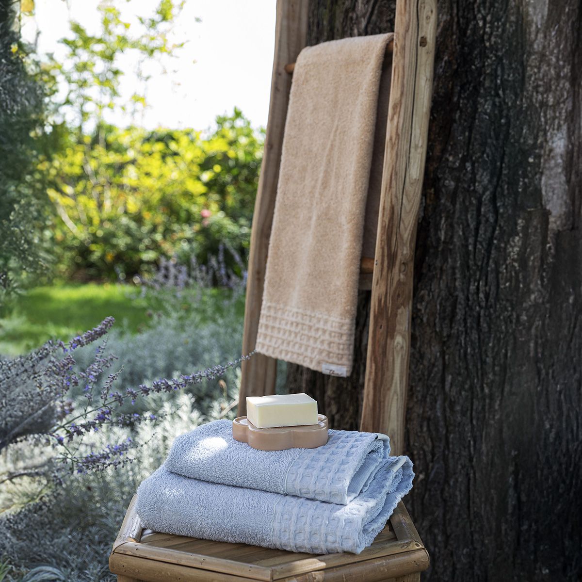 Thun - Telo doccia in cotone colore azzurro | Rohome