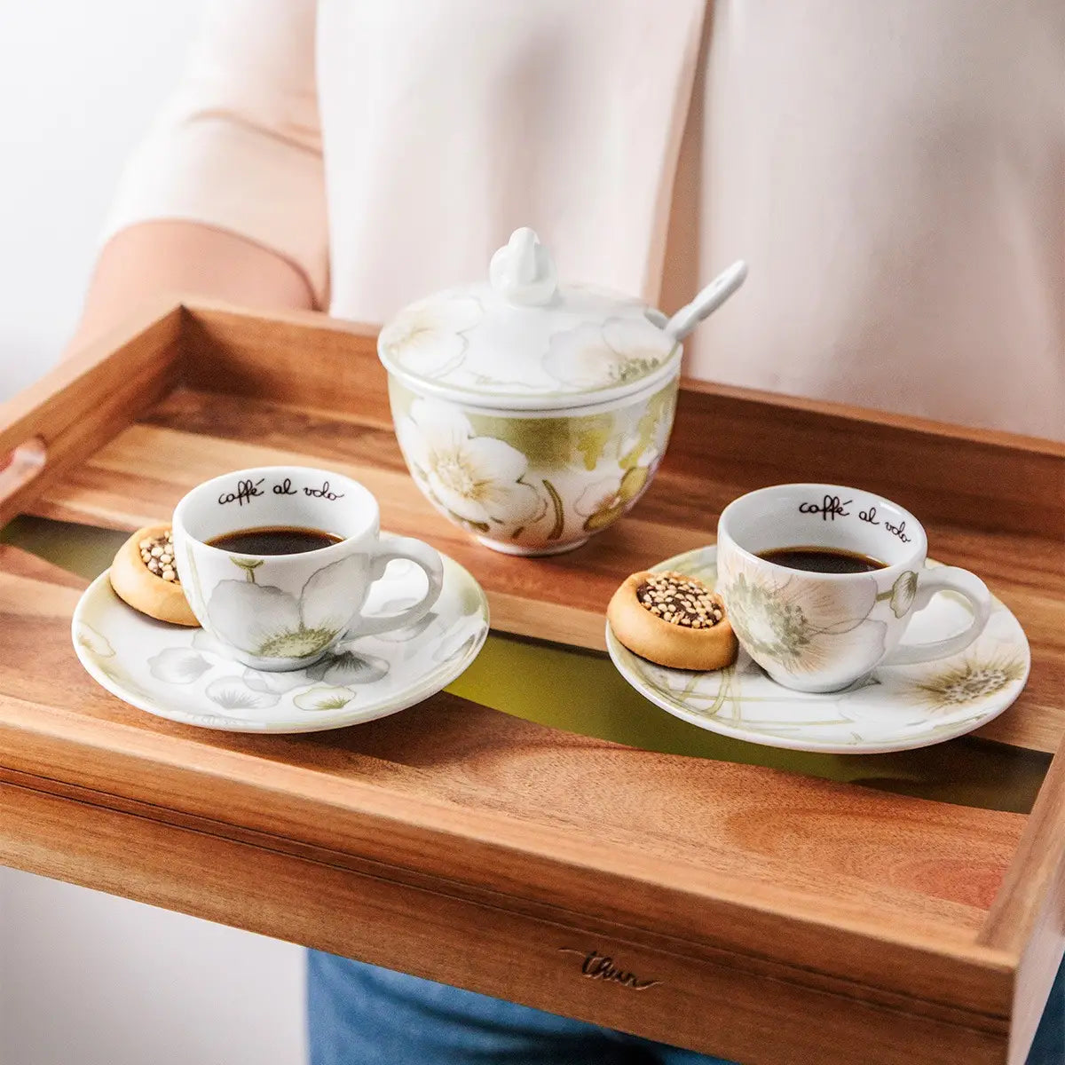 Thun - Set 2 tazzine con zuccheriera linea bloom | Rohome