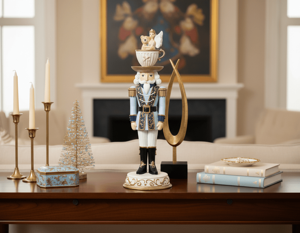 Schiaccianoci Decorativo Azzurro con Tazza e Angelo piccolo | Rohome | Rohome