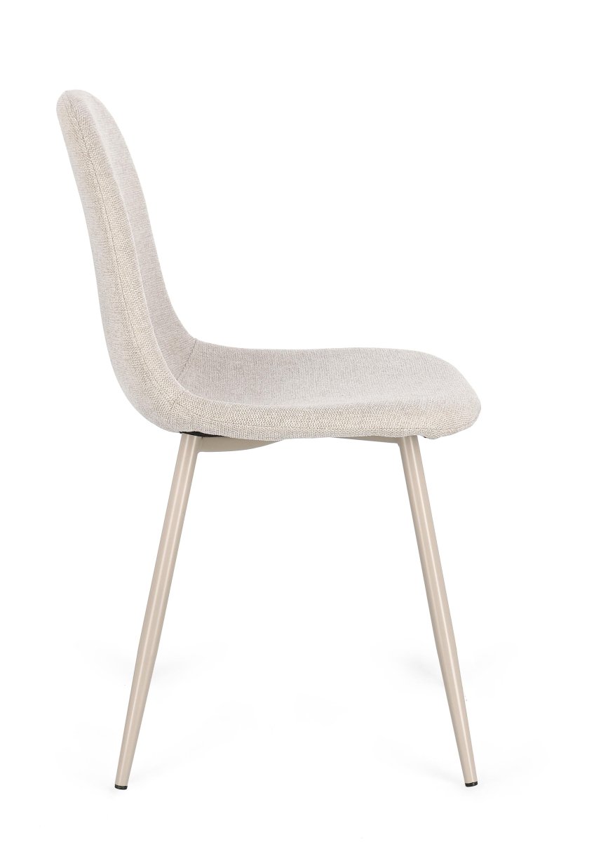 Sedia in tessuto tortora beige con gambe in acciaio verniciate | Rohome - Rohome