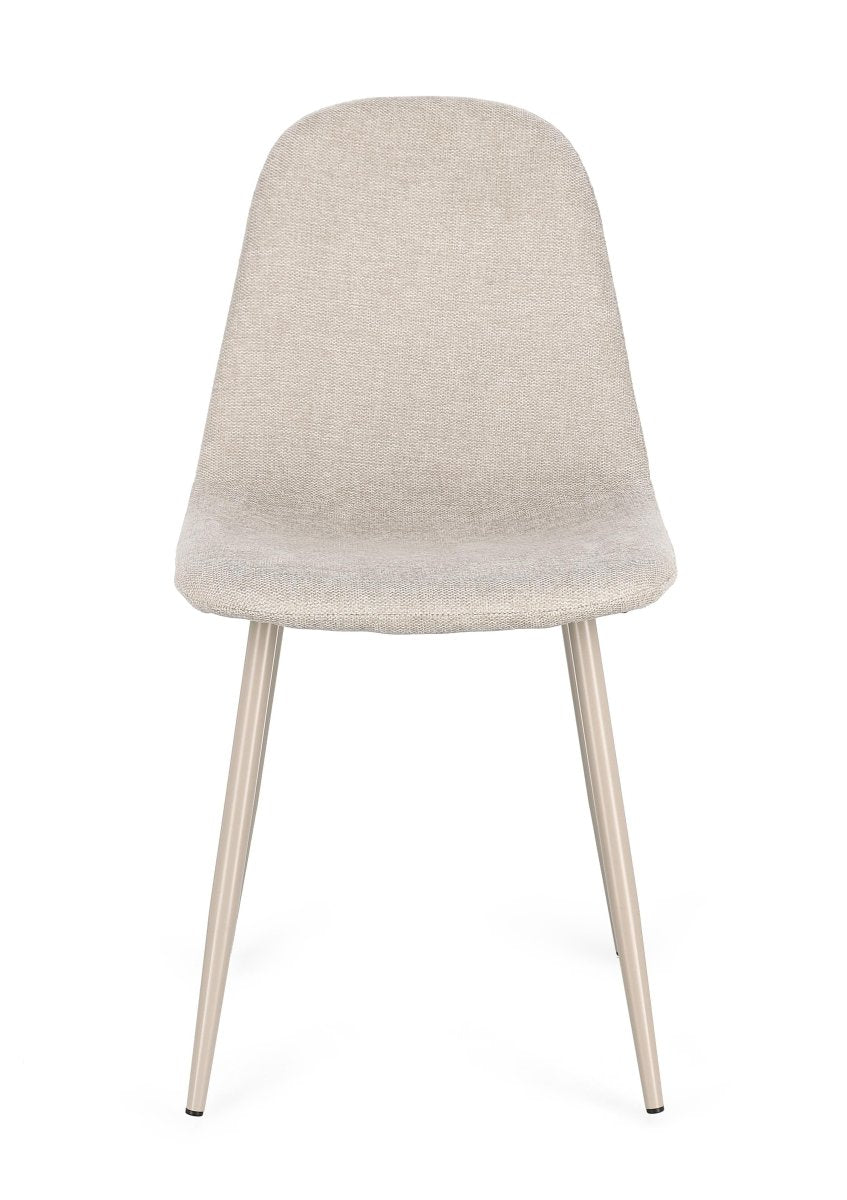 Sedia in tessuto tortora beige con gambe in acciaio verniciate | Rohome - Rohome