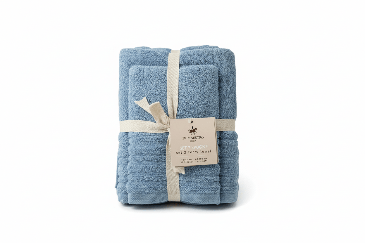 Set 2 asciugamani in spugna azzurri | Rohome | Rohome