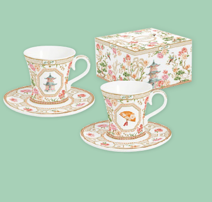 Set 2 tazzine caffè 80ml con piattino Jardins d'orient | Rohome - Rohome