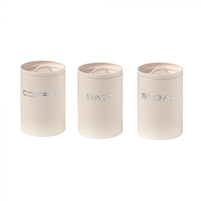 Set 3 Barattoli in latta colore avorio | rohome | Rohome