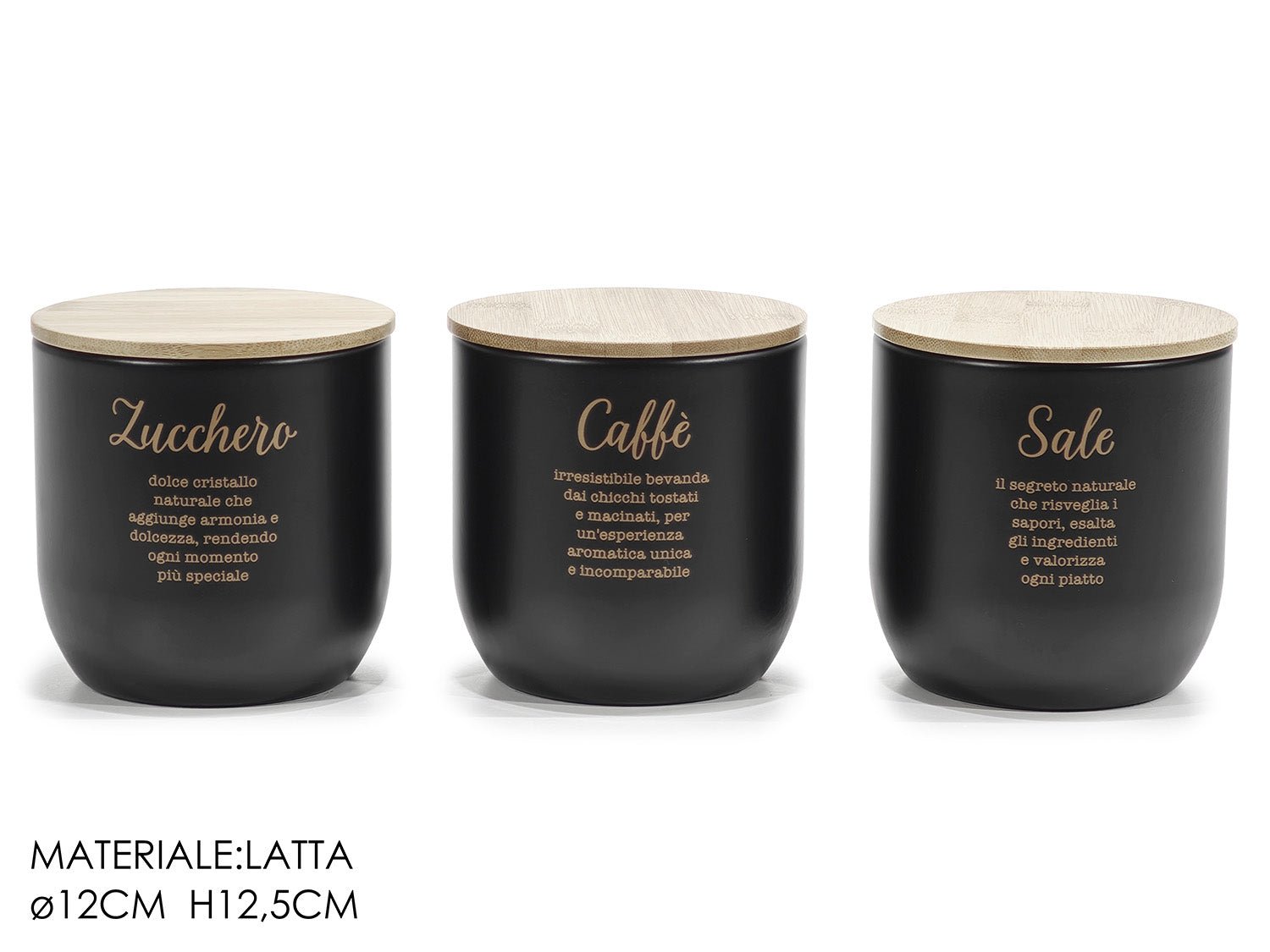 Set 3 Barattoli in latta colore nero | rohome | Rohome