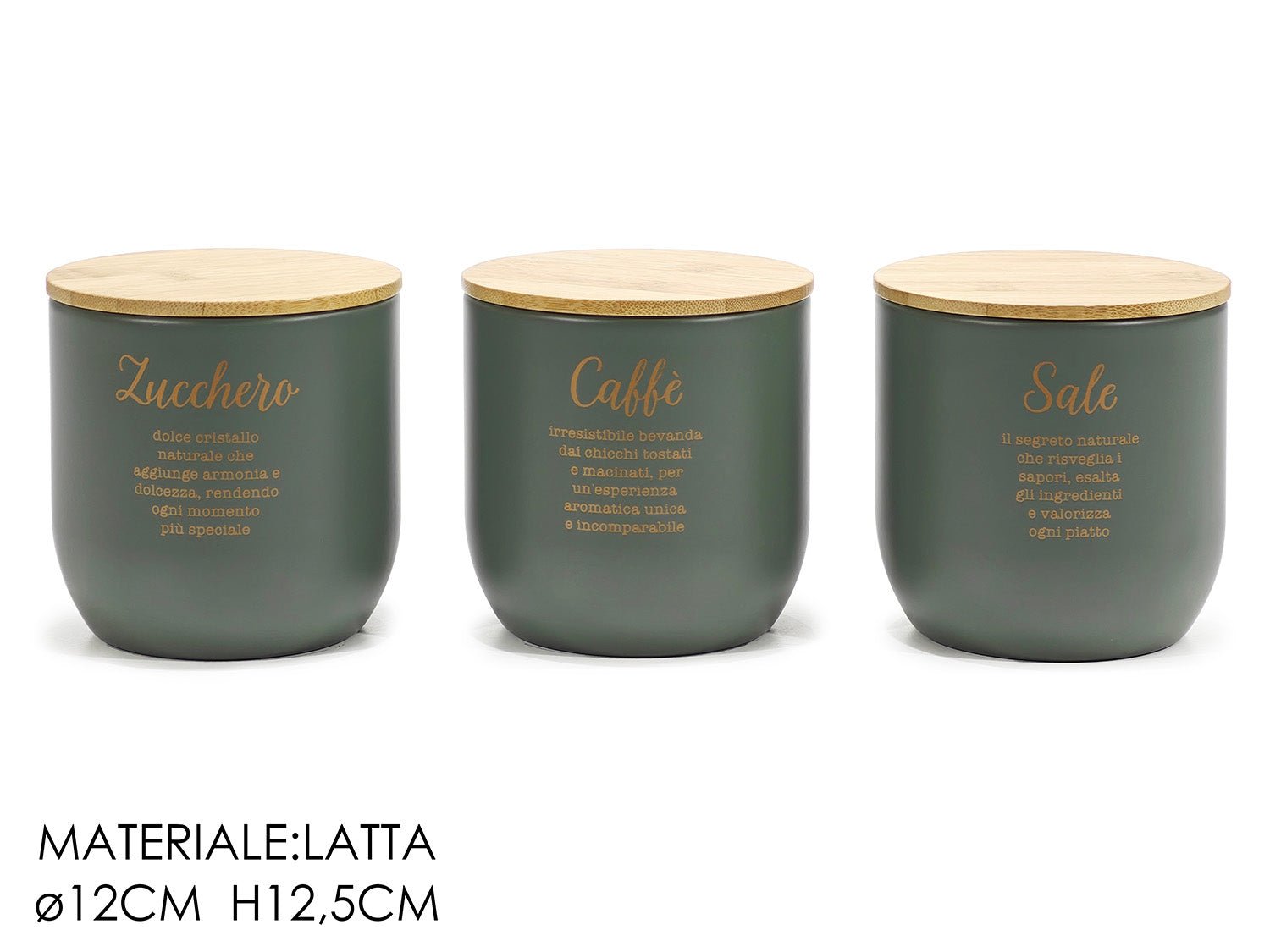 Set 3 Barattoli in latta colore verde | rohome | Rohome