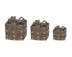 Set 3 decorazioni pacco regalo con led brown | rohome | Rohome