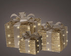 Set 3 decorazioni pacco regalo con led oro | rohome | Rohome