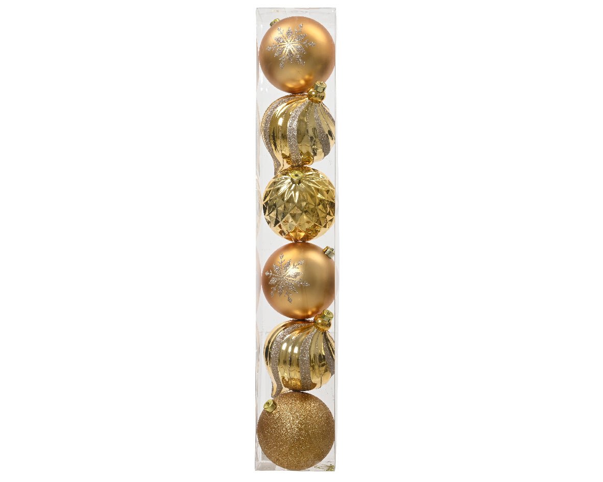 Set 6 palle di natale d.15 cm colore oro in polistirene | rohome | Rohome