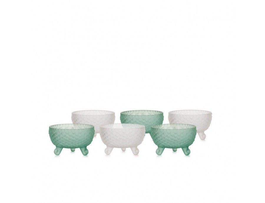 Set 6 pz ciotoline in vetro bubble verde e panna | Rohome | Rohome