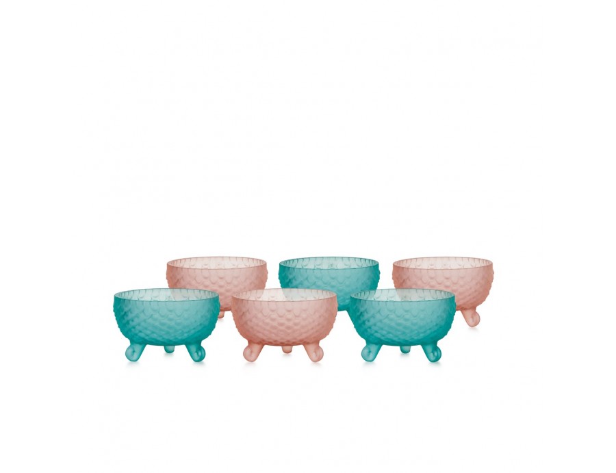 Set 6 pz ciotoline in vetro bubble rosa e verde | Rohome