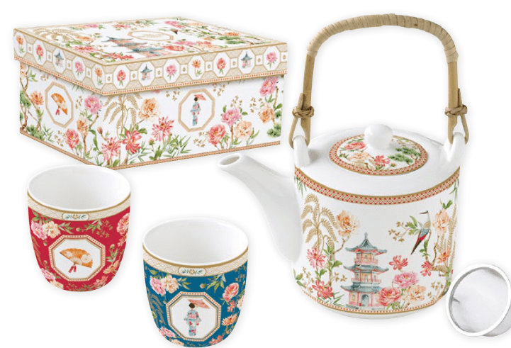 Set teiera e bicchierini in porcellana Jardins D'Orient | rohome - Rohome