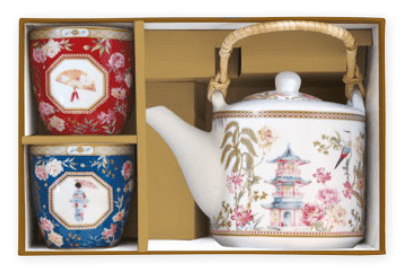 Set teiera e bicchierini in porcellana Jardins D'Orient | rohome - Rohome