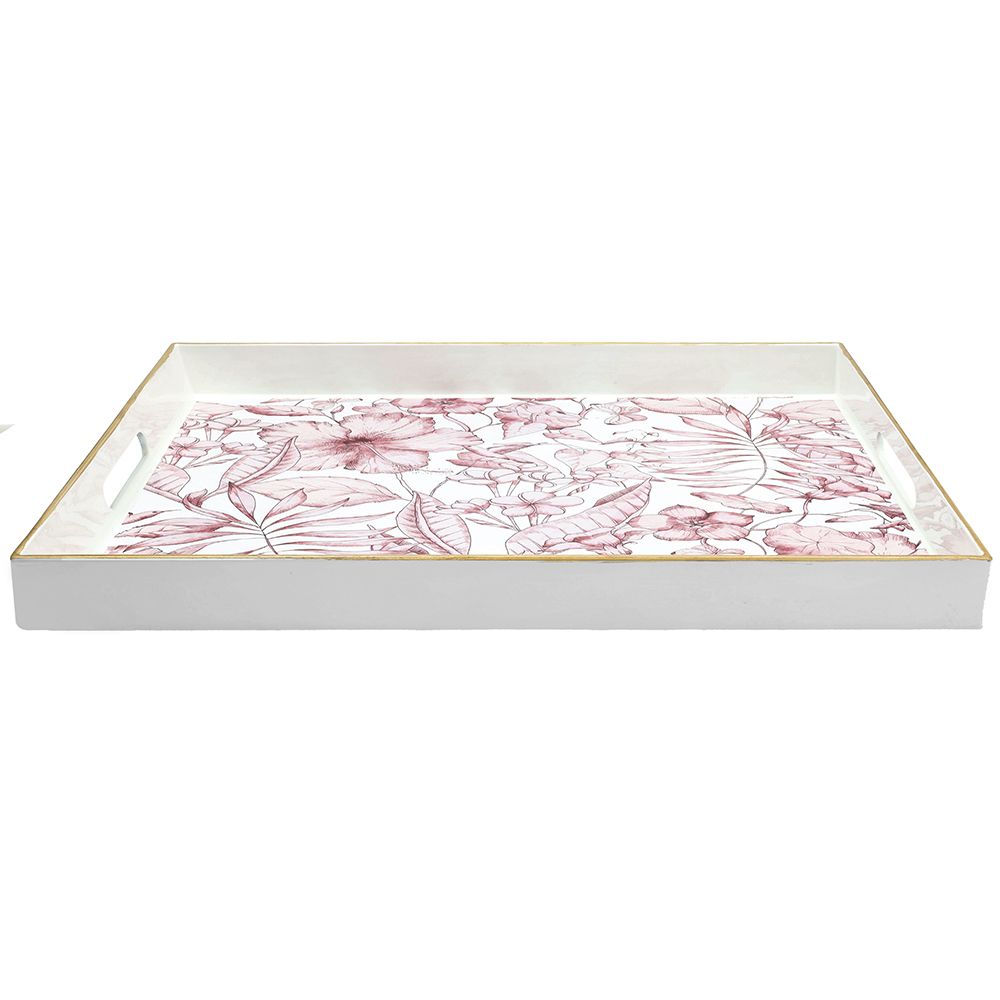 Andrea Fontebasso- Vassoio rettangolare floreale bianco | Rohome