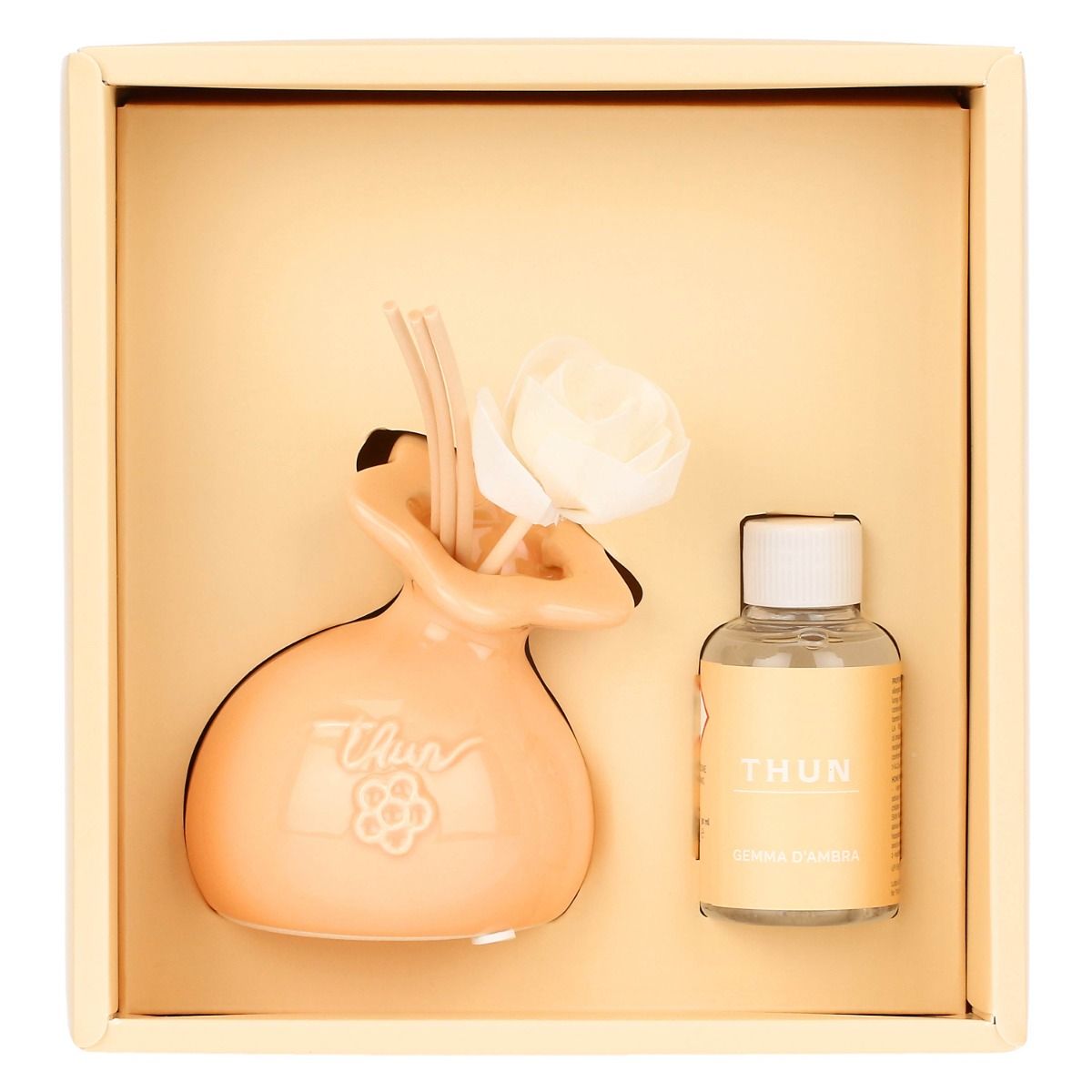 Thun - diffusore mini in porcellana con fiore colore pesca | rohome