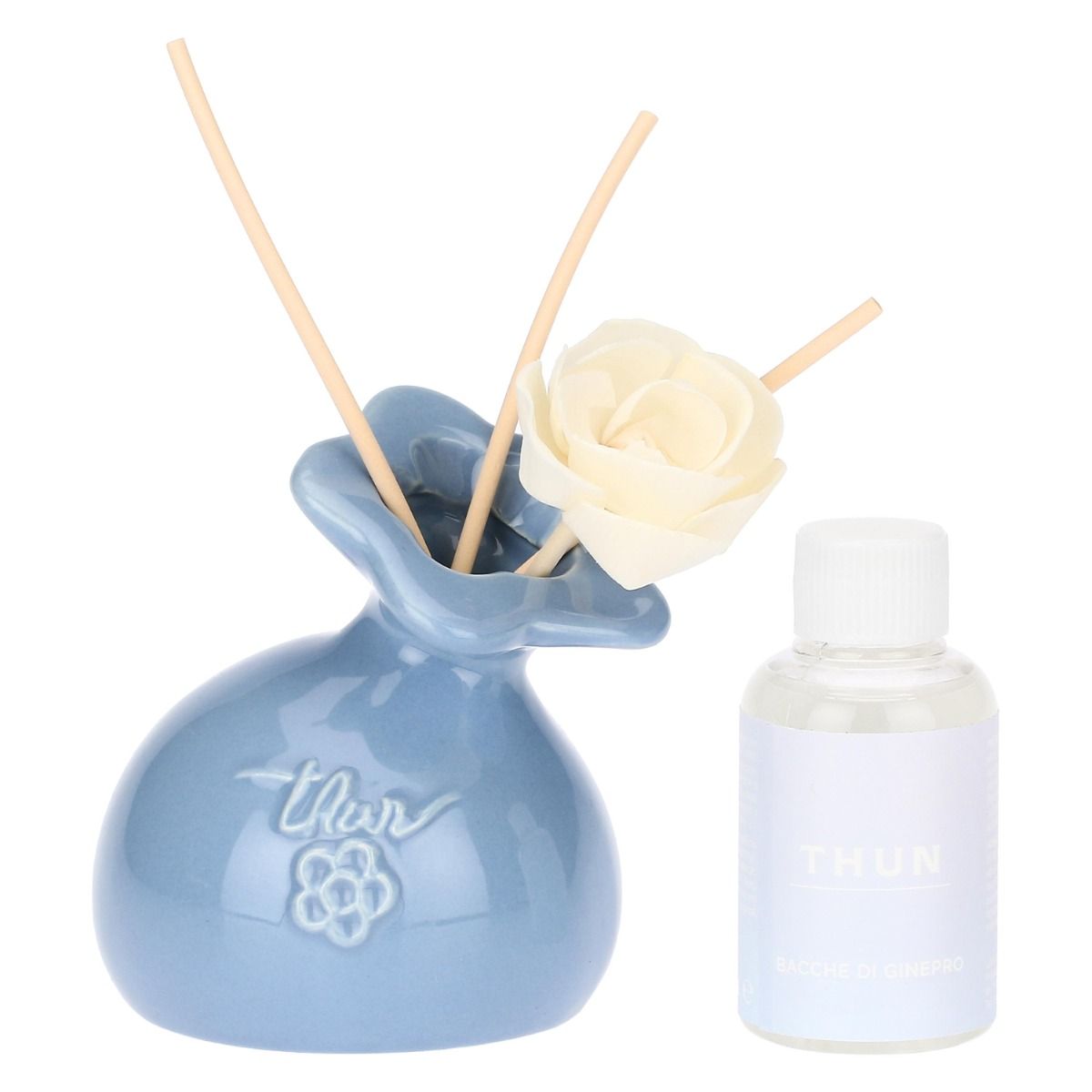 Thun - diffusore mini in porcellana con fiore colore blu | rohome