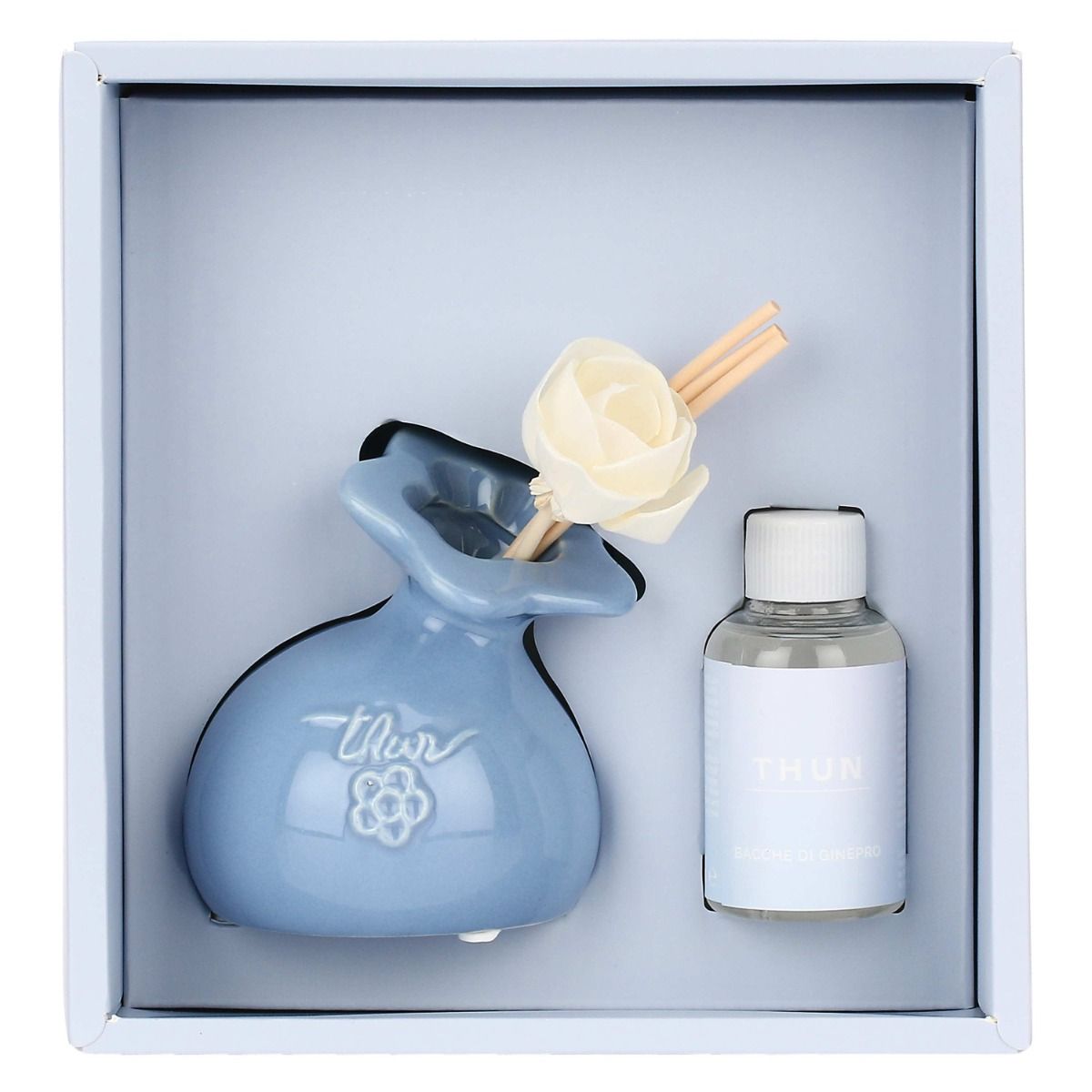 Thun - diffusore mini in porcellana con fiore colore blu | rohome