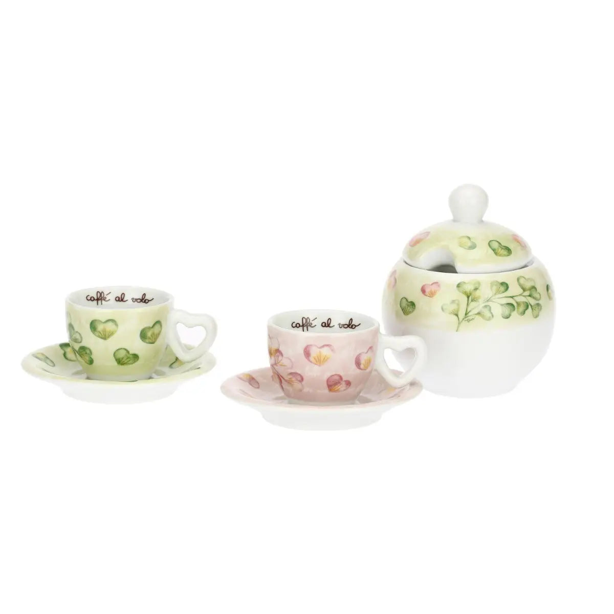 Thun- set 2 tazzine caffè con zuccheriera cuori in fiore | rohome