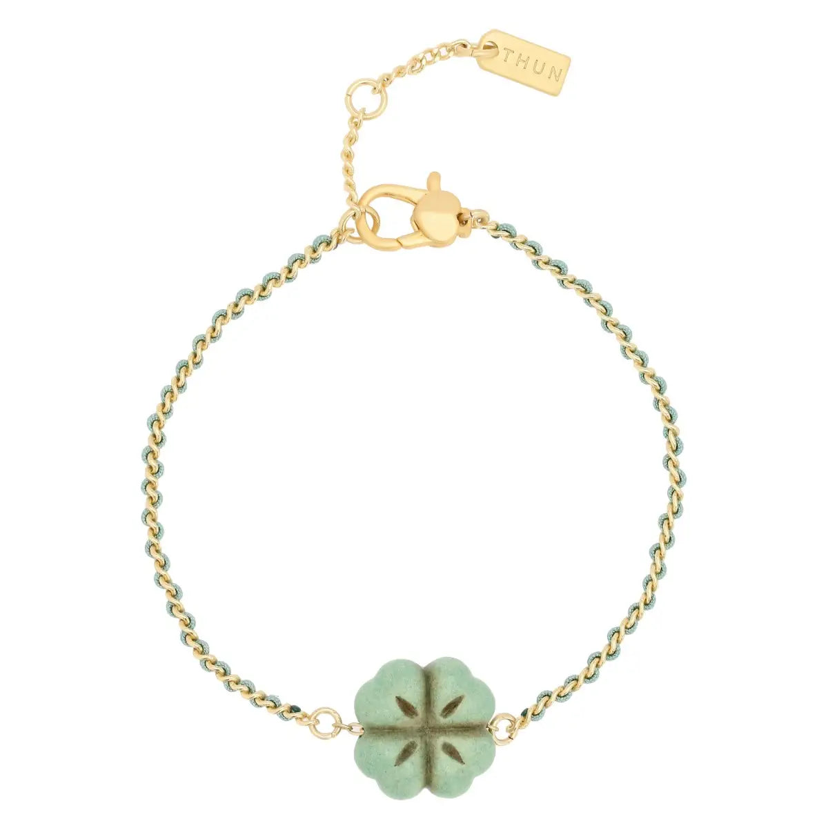 Thun - Bracciale catena e tessuto con quadrifoglio | Rohome