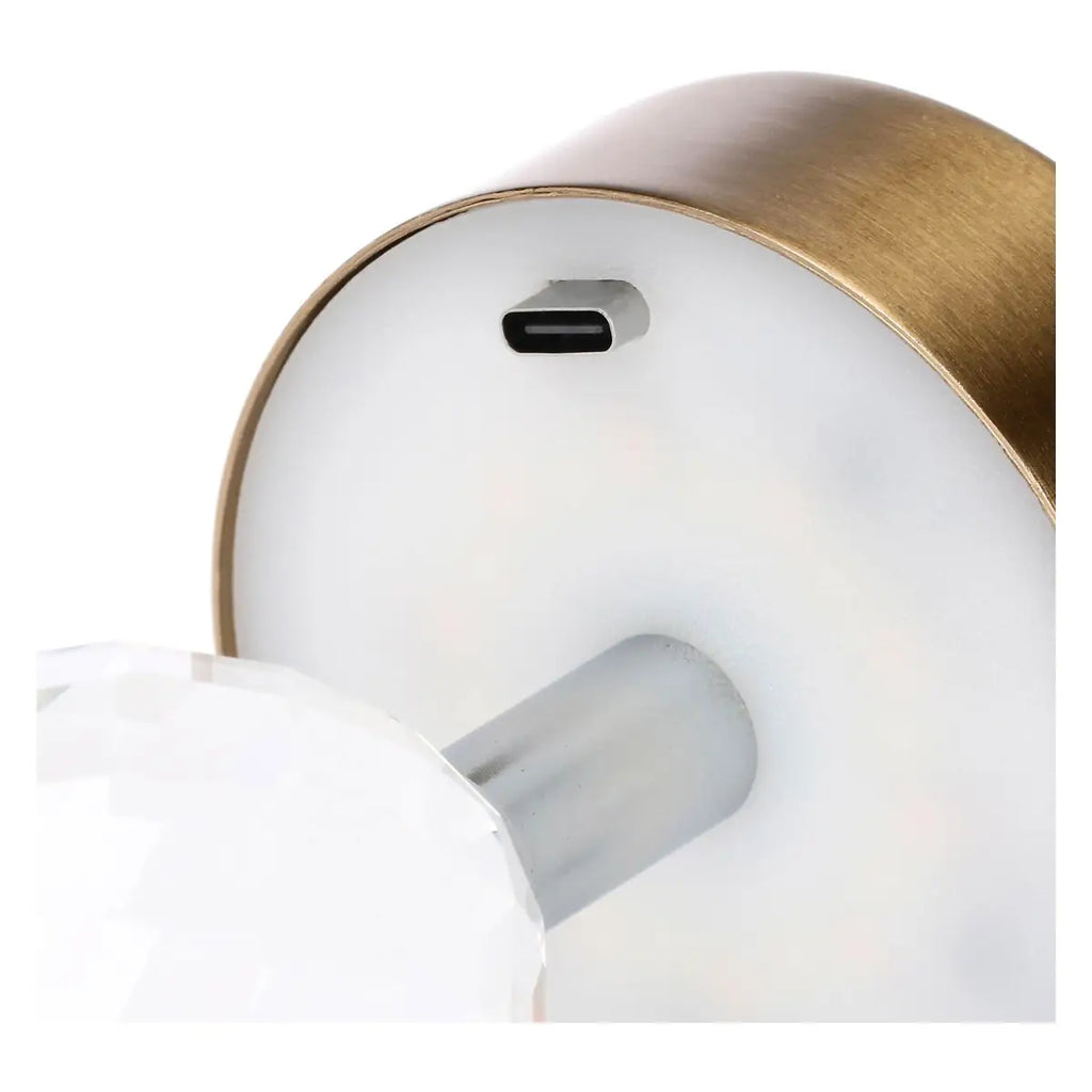 Thun - Lampada ricaricabile in cristallo, oro e bianco | Rohome