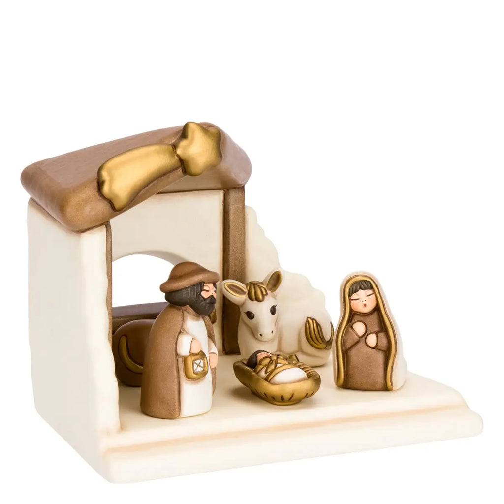 Set capanna con Sacra Famiglia bue e asinello bianco | Rohome