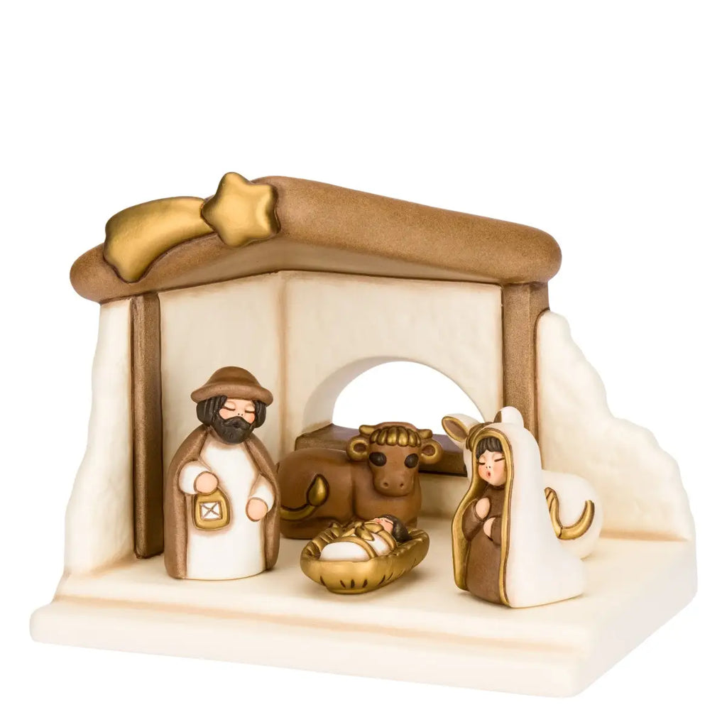 Set capanna con Sacra Famiglia bue e asinello bianco | Rohome