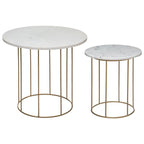 Tavolino in metallo con ripiano in marmo | Rohome - Rohome