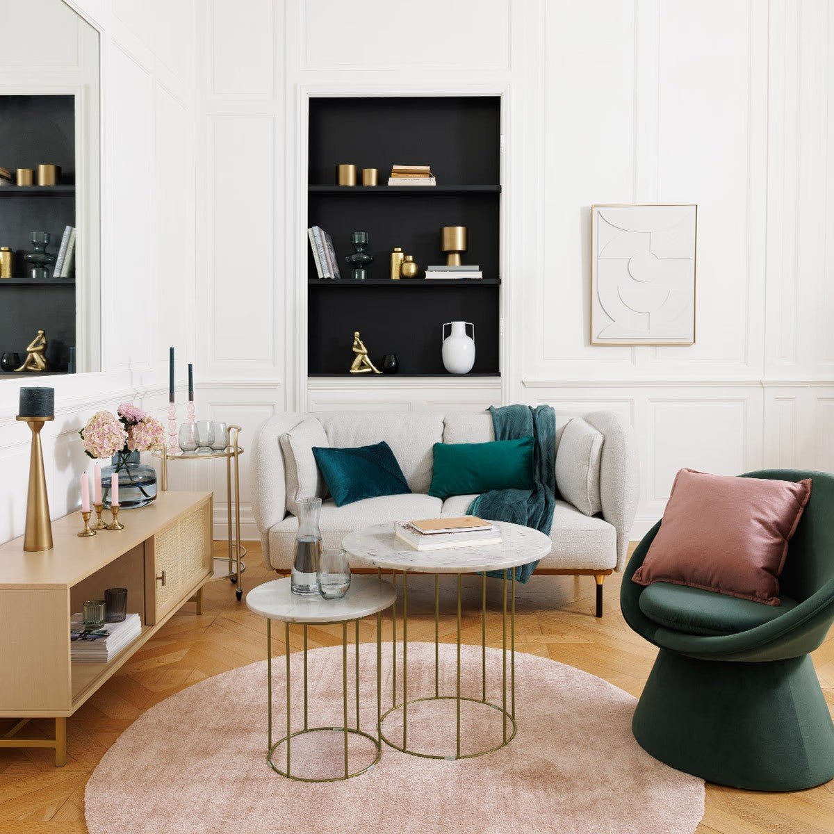 Tavolino in metallo con ripiano in marmo | Rohome | Rohome