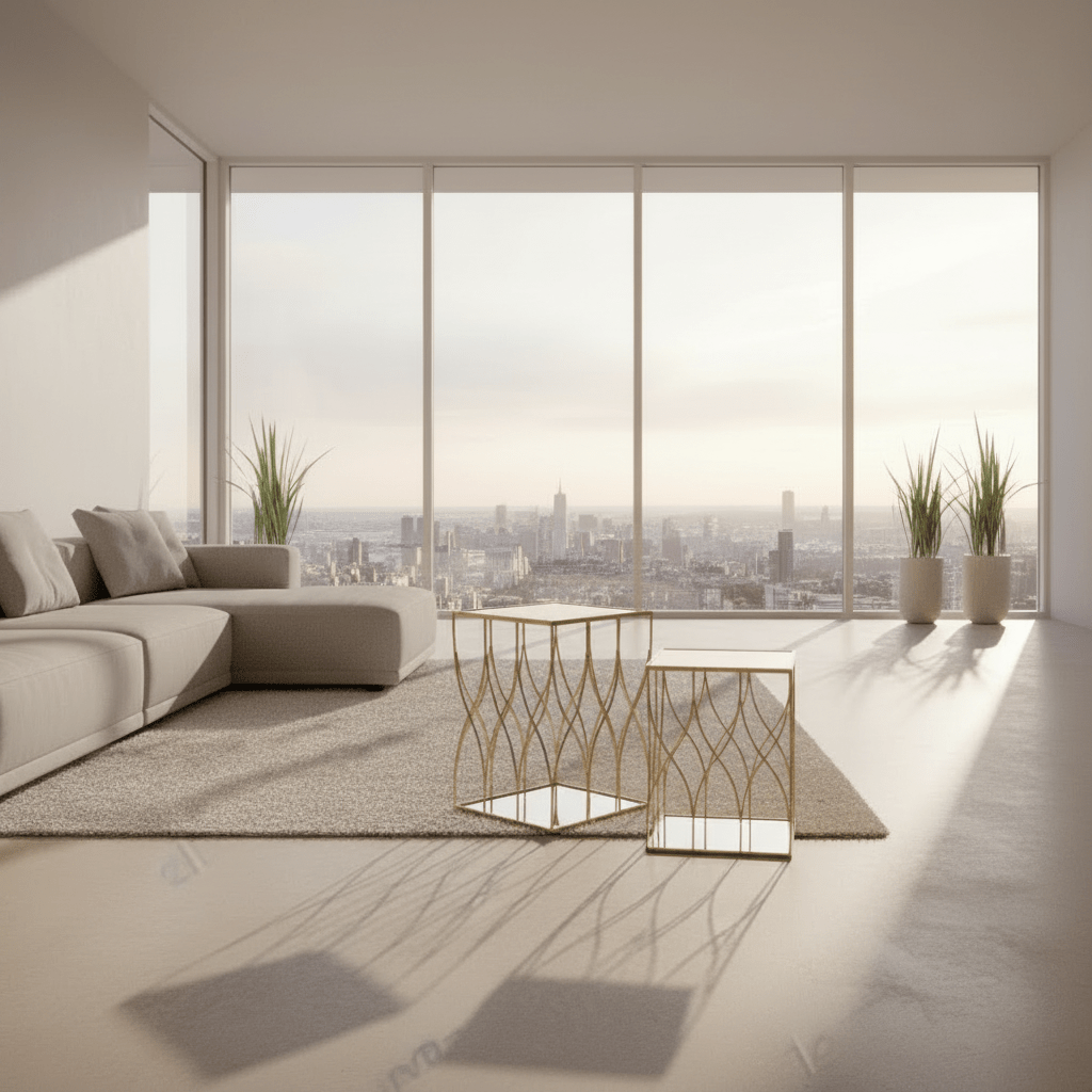 Tavolino in metallo oro con specchio | Rohome | Rohome