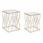 Tavolino in metallo oro con specchio | Rohome | Rohome
