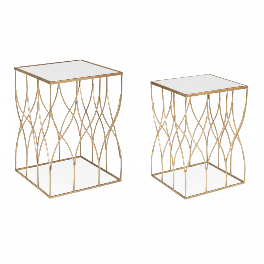 Tavolino in metallo oro con specchio | Rohome | Rohome