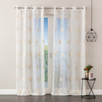 Tenda Margot ricamata con fiori beige H. 280cm | rohome | Rohome